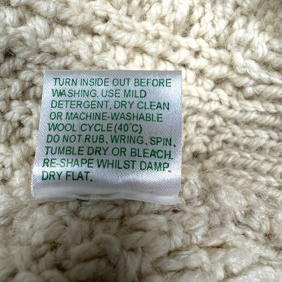 Carraig Donn Sweater Hand Knit Ireland Cable Knit Zip Cardigan Wool Women's XL - Picture 10 of 12